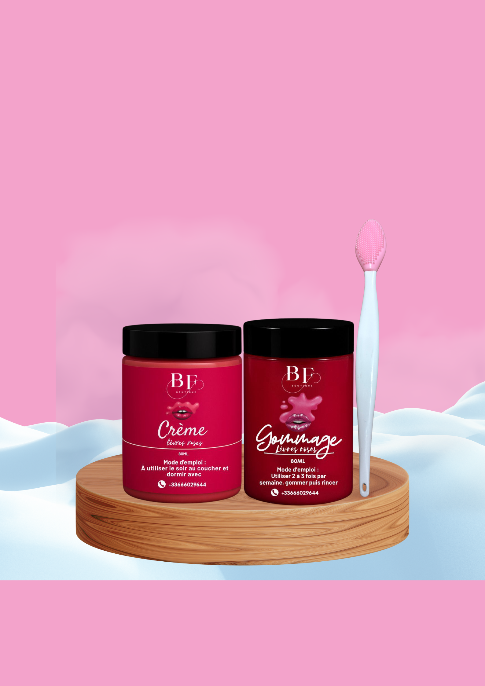 Kits lèvres roses crème gommage 100ML de chaque boîte