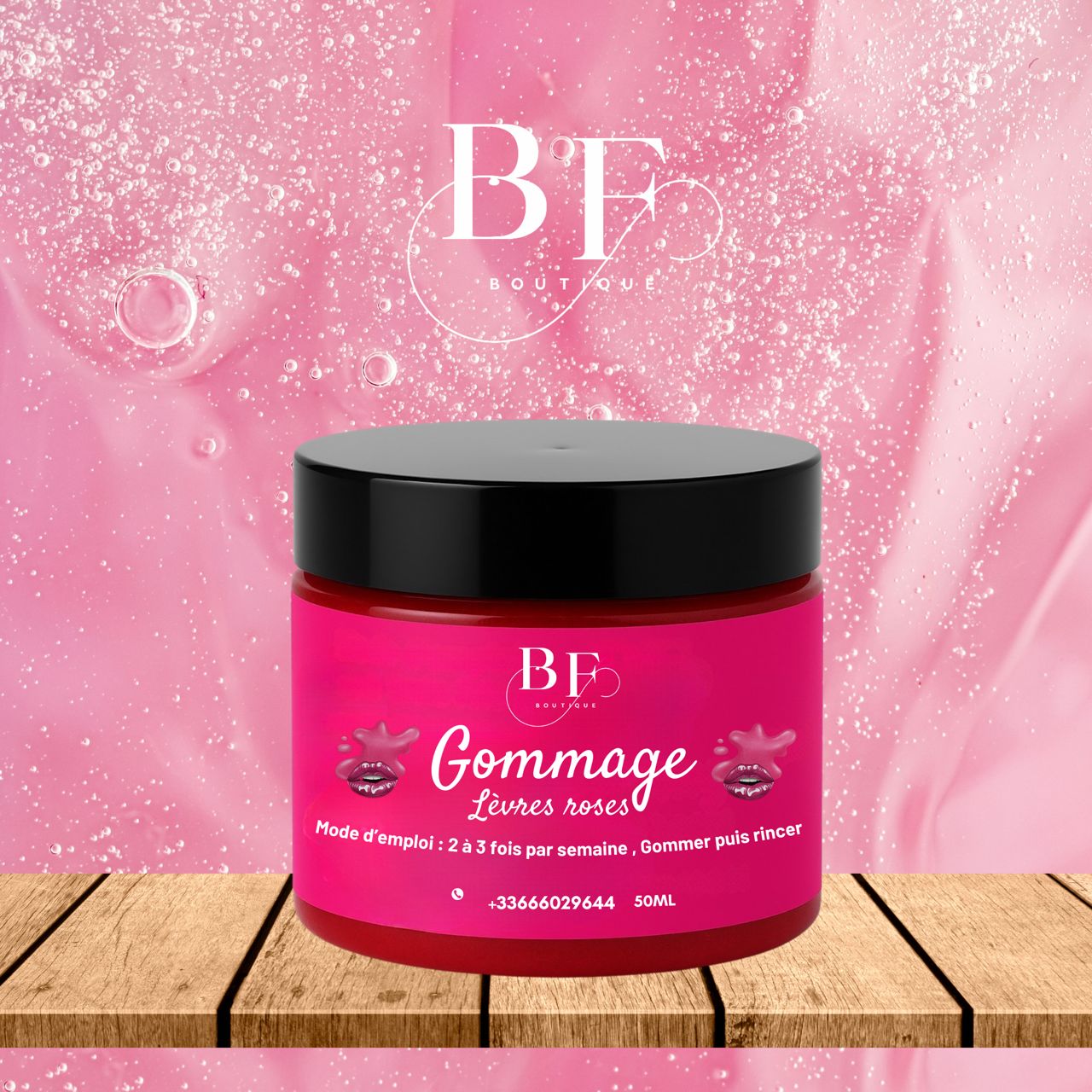 Gommage de lèvres roses