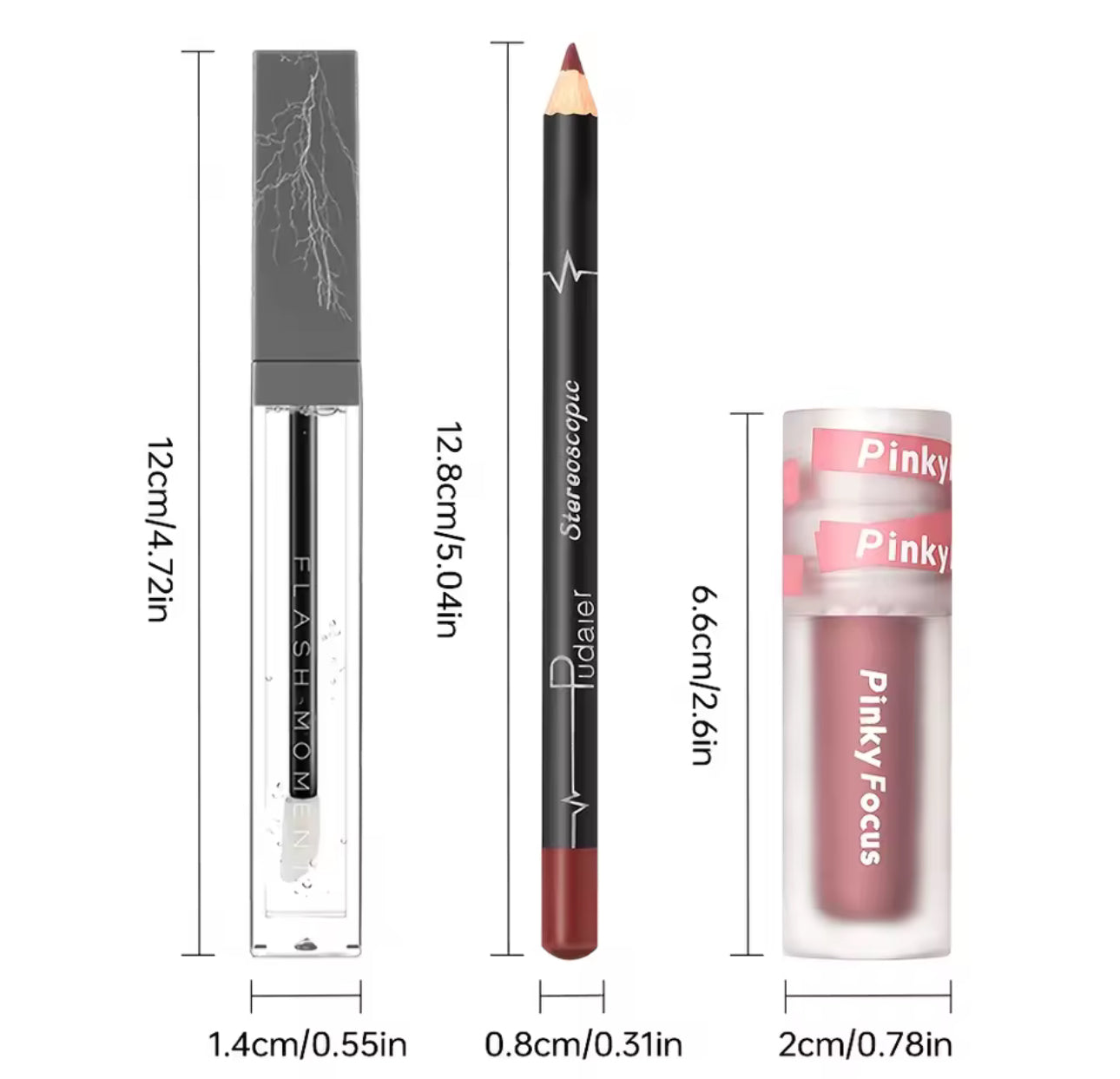 Brillant à lèvres 3 pièces-crayon à lèvres et boue
